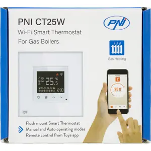 Termostato inteligente WiFi para aquecimentos a Gás - 16A contacto seco (compatível c/ Tuya)