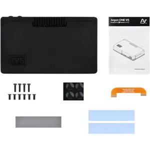 Caixa de alumínio para Raspberry Pi 5 c/ ventoinha e suporte 2× SSD M.2 NVMe