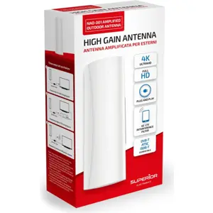 Antena TV Terrestre amplificada (exterior/interior) TDT FM/VHF/UHF 25dB c/ filtro 5G LTE