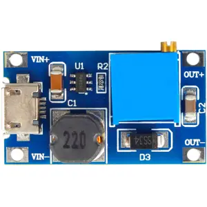 Módulo Conversor DC-DC Step-Up 2-24V para 5-28V 2A (MT3608) c/ Micro-USB