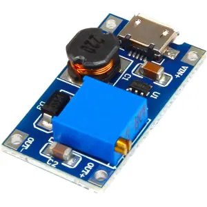 Módulo Conversor DC-DC Step-Up 2-24V para 5-28V 2A (MT3608) c/ Micro-USB