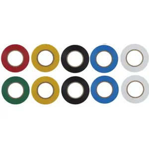 Conjunto 10 cintas aislantes PVC (varios colores) 16mm x 10m