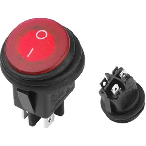 Interruptor basculante de 2 posiciones estables - ON-OFF - 250VAC 6A (4 pines) - IP65 - luminoso rojo