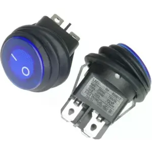 Interruptor basculante 2 posições estáveis - ON-OFF - 250VAC 6A (4 pinos) - IP65 - luminoso azul