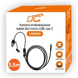 Câmara de inspeção visual (boroscópio) 1080P Ø8mm USB de cabo semi-rígido para computador e Android