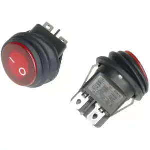 Interruptor basculante de 2 posiciones estables - ON-OFF - 250VAC 6A (4 pines) - IP65 - luminoso rojo