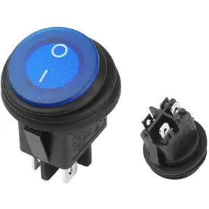 Interruptor basculante 2 posições estáveis - ON-OFF - 250VAC 6A (4 pinos) - IP65 - luminoso azul