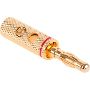 Ficha banana macho 4mm estreada metálica dourada - vermelha