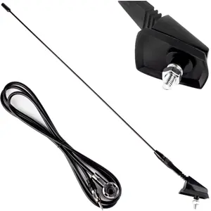 Antena auto-rádio AM/FM universal exterior 410mm c/ base fixação no tejadilho