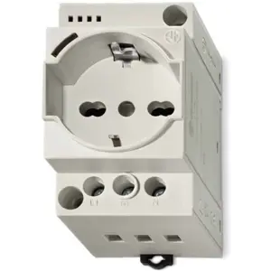 Tomada Schuko/Italiano Bipasso 230VAC 16A para calha DIN c/ indicador de tensão