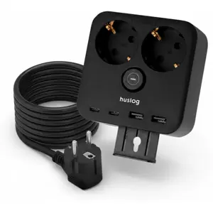 Bloco de 2 tomadas c/ 3x USB-A 3.2A - cabo (3x1.5mm²) 1.4m