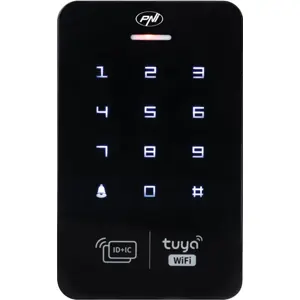 Leitor de controlo de acesso c/ PIN + RFID + app Tuya Smart (Wi-Fi) - teclado retroiluminado IP65 - preto