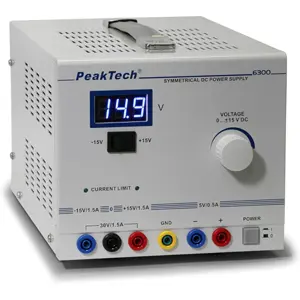 Fuente de alimentación simétrica 0...30V/1.5A + 5V/0.5A
