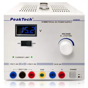 Fuente de alimentación simétrica 0...30V/1.5A + 5V/0.5A