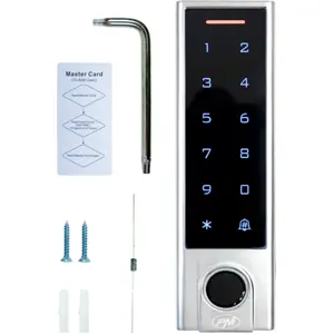 Leitor de controlo de acesso c/ PIN + RFID 125 kHz + impressão digital + app Tuya Smart (Wi-Fi) - teclado retroiluminado IP66