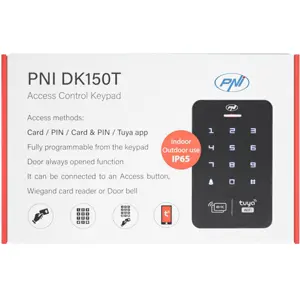 Leitor de controlo de acesso c/ PIN + RFID + app Tuya Smart (Wi-Fi) - teclado retroiluminado IP65 - preto