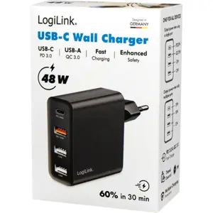 Cargador 1x USB-C PD & 3x USB-A QC - 48 W
