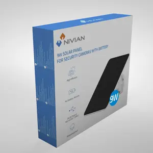 Painel Solar monocristalino 9W para câmaras IP a bateria (5V - USB-C) 263x172mm