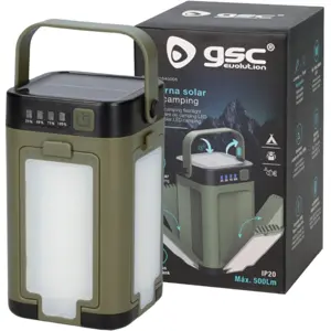 Lanterna solar LED de campismo 5W 500lm recarregável via USB-C