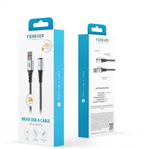 Cabo USB-A ⇿ Lightning 3A - revestido a nylon - 1m