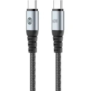 Cabo USB-C ⇿ USB-C Fast Charge PD 60W - revestido a nylon - 1m