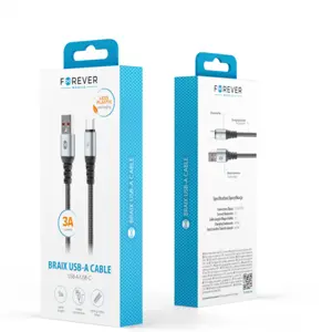 Cable USB-A ⇿ USB-C 3A - revestido de nylon - 1m