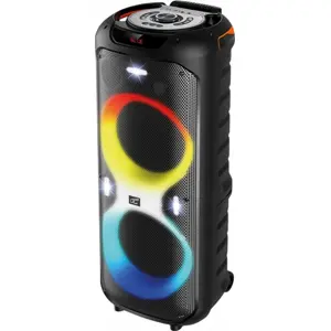 Coluna Bluetooth Portátil 600W 2x10''(USB/BT/SD/AUX) TWS LED RGB + 2 microfones