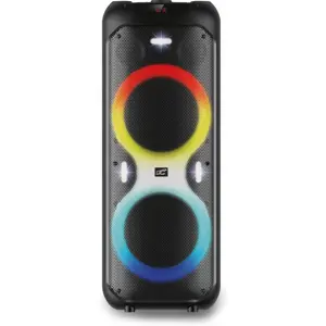 Coluna Bluetooth Portátil 600W 2x10''(USB/BT/SD/AUX) TWS LED RGB + 2 microfones