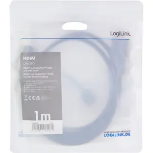 Cabo adaptador HDMI macho (4K/30Hz) c/ alimentação USB ➝  DisplayPort 1.2 (DP) - 1.0m