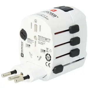 Adaptador de viagem Schuko (tipo F) ➝ Universal (c/ terra)
