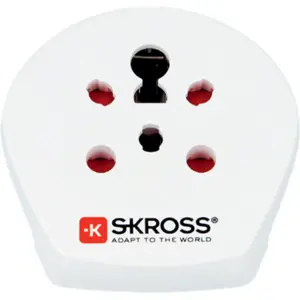 Adaptador de viagem Índia + Israel + Dinamarca (tipos D, H, K) ➝ Schuko (tipo F)