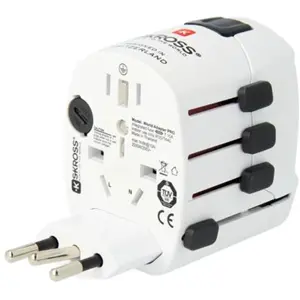 Adaptador de viagem Schuko (tipo F) ➝ Universal (c/ terra)