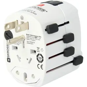 Adaptador de viagem Schuko (tipo F) ➝ Universal (c/ terra)