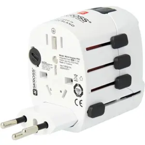 Adaptador de viagem Schuko (tipo F) ➝ Universal (c/ terra)