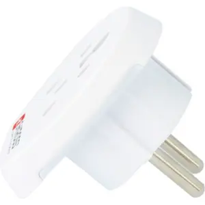 Adaptador de viagem Índia + Israel + Dinamarca (tipos D, H, K) ➝ Schuko (tipo F)