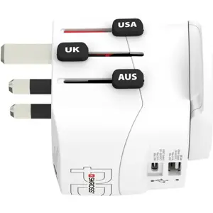 Adaptador de viagem Universal (c/ terra) [Combo] c/ 1x USB-A e 1x USB-C (45W)