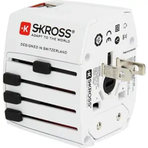 Adaptador de viagem Universal (s/ terra) c/ 2x USB-A (12W)