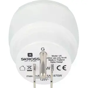 Adaptador de viagem Schuko (tipo F) ➝ USA/Japão (tipo B)