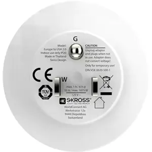 Adaptador de viagem Schuko (tipo F) ➝ USA/Japão (tipo B)