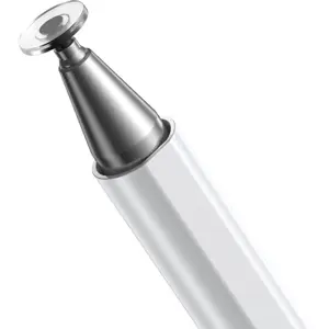 Caneta Stylus capacitiva 3-em-1 (disco de precisão + esferográfica + borracha touch) - Branco