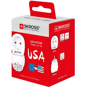 Adaptador de viagem Schuko (tipo F) ➝ USA/Japão (tipo B)