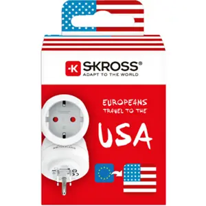 Adaptador de viagem Schuko (tipo F) ➝ USA/Japão (tipo B)