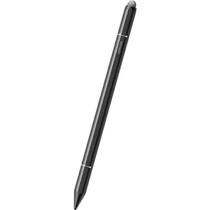 Caneta Stylus capacitiva 3-em-1 (disco de precisão + esferográfica + borracha touch) - Preto