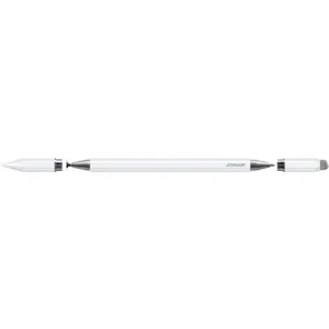 Caneta Stylus capacitiva 3-em-1 (disco de precisão + esferográfica + borracha touch) - Branco