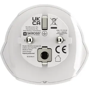 Adaptador de viagem Universal ➝ Schuko (tipo F)