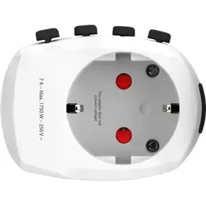 Adaptador de viagem Schuko (tipo F) ➝ Universal (c/ terra)