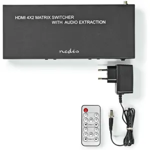 Repartidor / Comutador de HDMI Ultra HD 4K 18Gbps (2 out - 4 in) + 2x TosLink + 2 Jack 3.5