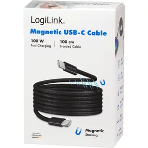 Cabo USB-C <-> USB-C PD 100W 480Mbps magnético - preto - 1 m