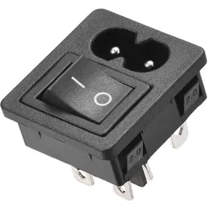 Ficha IEC C8 (macho) de painel com interruptor