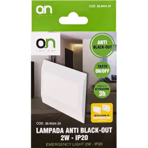 Luminária de emergência de encastrar LED 2W ''anti-blackout'' c/ bateria - IP20 - 115x80x28mm